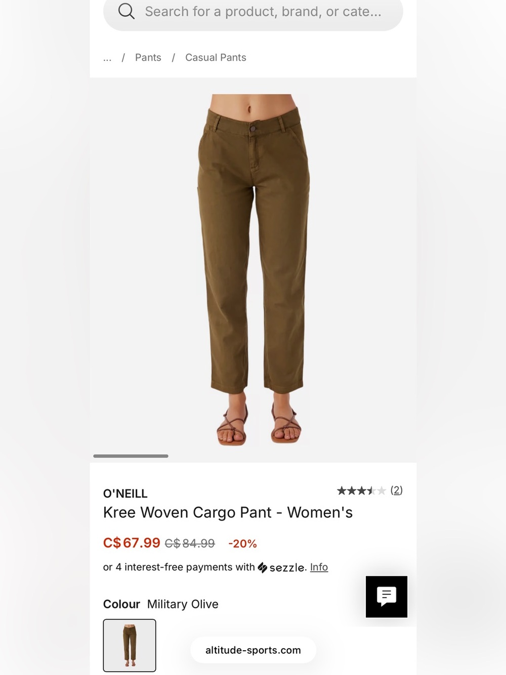 O'NEILL Olive Straight Cargo Pants